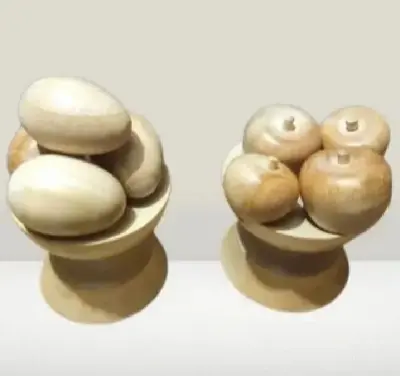 Picture of Wooden toys combo  set ( 4 egg set and  4 apple set with stand )  wooden kids toy set kids playing set - Multicolor