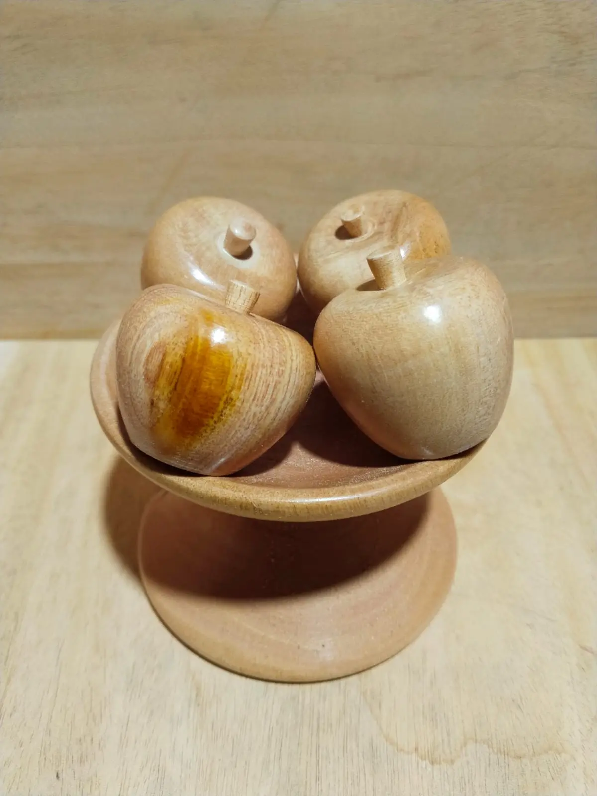 Picture of Wooden toys combo  set ( 4 egg set and  4 apple set with stand )  wooden kids toy set kids playing set - Multicolor