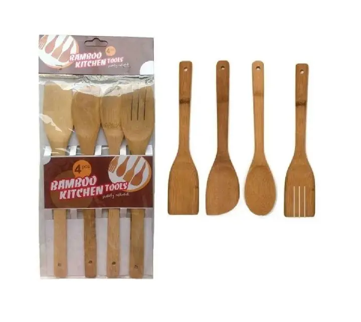 Picture of Eco-Friendly Bamboo Cooking Tools Wooden Spatula Kitchen Utensil Set ( 4 PCS SET ) - Multicolor