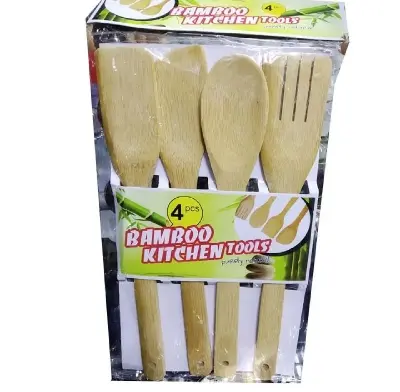 Picture of Eco-Friendly Bamboo Cooking Tools Wooden Spatula Kitchen Utensil Set ( 4 PCS SET ) - Multicolor