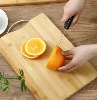 Picture of 1 PCS Customizable Bamboo Chopping Board with Wood Square Block and Handle for Home Kitchen Meat and Vegetable Cutting ( 8 INCH * 12 INCH ) - Multicolor