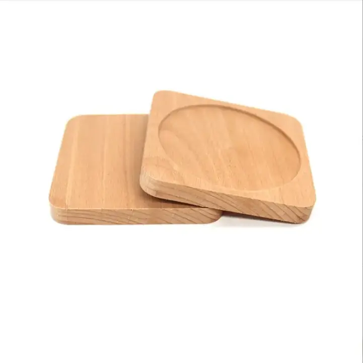 Picture of Acacia Beech Wood Drink Coasters Round Rectangle Wooden Coasters Cup Coasters wooden mug lid ,wooden coaster made from natural wood - Multicolor