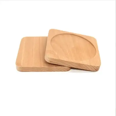 Picture of Acacia Beech Wood Drink Coasters Round Rectangle Wooden Coasters Cup Coasters wooden mug lid ,wooden coaster made from natural wood - Multicolor