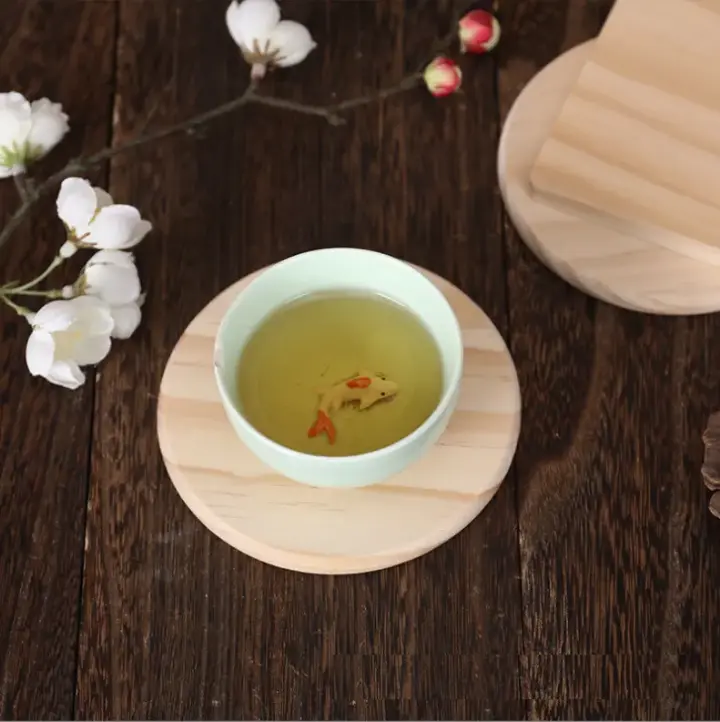 Picture of DIY  Wooden Coffee Tea Cup Coasters 4x4 inch Round Modern Eco-Friendly - Multicolor