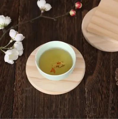 Picture of DIY  Wooden Coffee Tea Cup Coasters 4x4 inch Round Modern Eco-Friendly - Multicolor