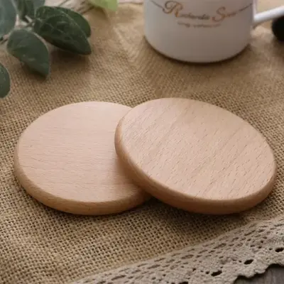 Picture of DIY  Wooden Coffee Tea Cup Coasters 4x4 inch Round Modern Eco-Friendly - Multicolor