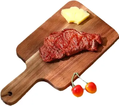 Picture of Wholesale Custom Kitchen Blank Thick Wooden Chopping Boards Block Large Wood Acacia Cutting Board with Handle Serving Tray ( 6 inch by 12 inch ) - Multicolor