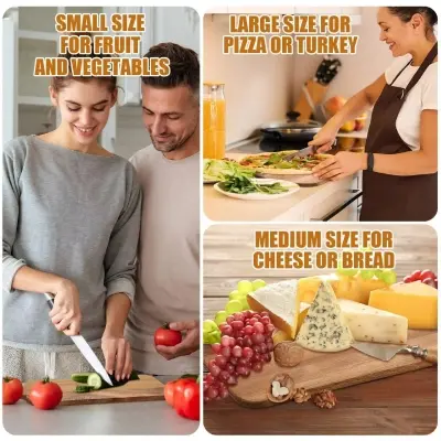 Picture of Wood Cheese Board With Handle Long Charcuterie Plate Serving Board Large Wooden Cheese Board ( 7 inch / 15 inch ) - Multicolor