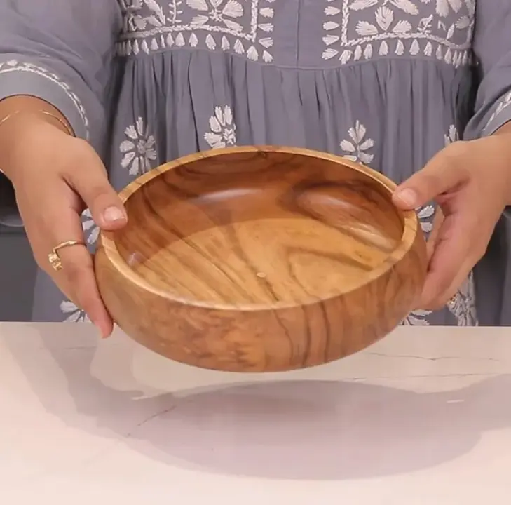 Picture of Wholesale Small Acacia Wood Dessert Bowls for Dipping Condiments Nuts Ice Cream Snacks Sauce Dips , wooden curve  bowl ( 6 inch ) - Multicolor