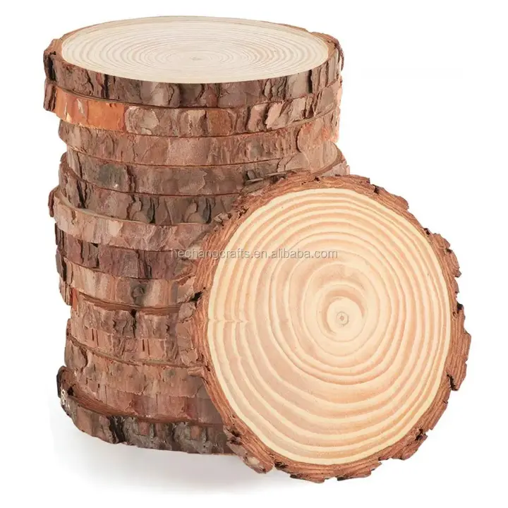 Picture of Big size  Round Wood Tree Slices Plaque Slabs Home Decor Large Wooden Circles With Bark  and polished ( 16 inch round ) - Multicolor