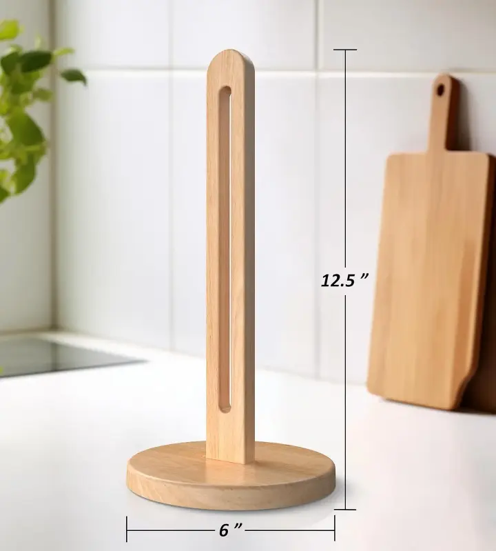 Picture of Solid Wood Multifunction Kitchen Towel Rack Roll Paper Storage Tall Appearance Horizontal Vertical Design for Household Desktop - Multicolor