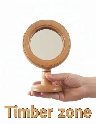 Picture of wooden mirror , wooden makeup mirror ( 7 inch  mirror with frame ) - Multicolor