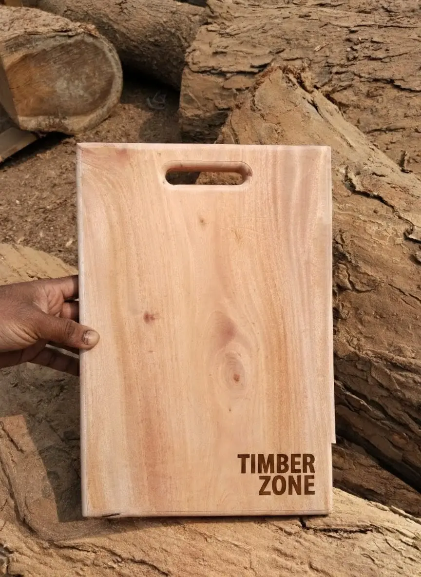 Picture of ( 10 inch * 14 inch ) mahogany wooden chopping board , wooden side curved design cutting board - Multicolor