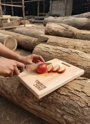 Picture of ( 10 inch * 14 inch ) mahogany wooden chopping board , wooden side curved design cutting board - Multicolor