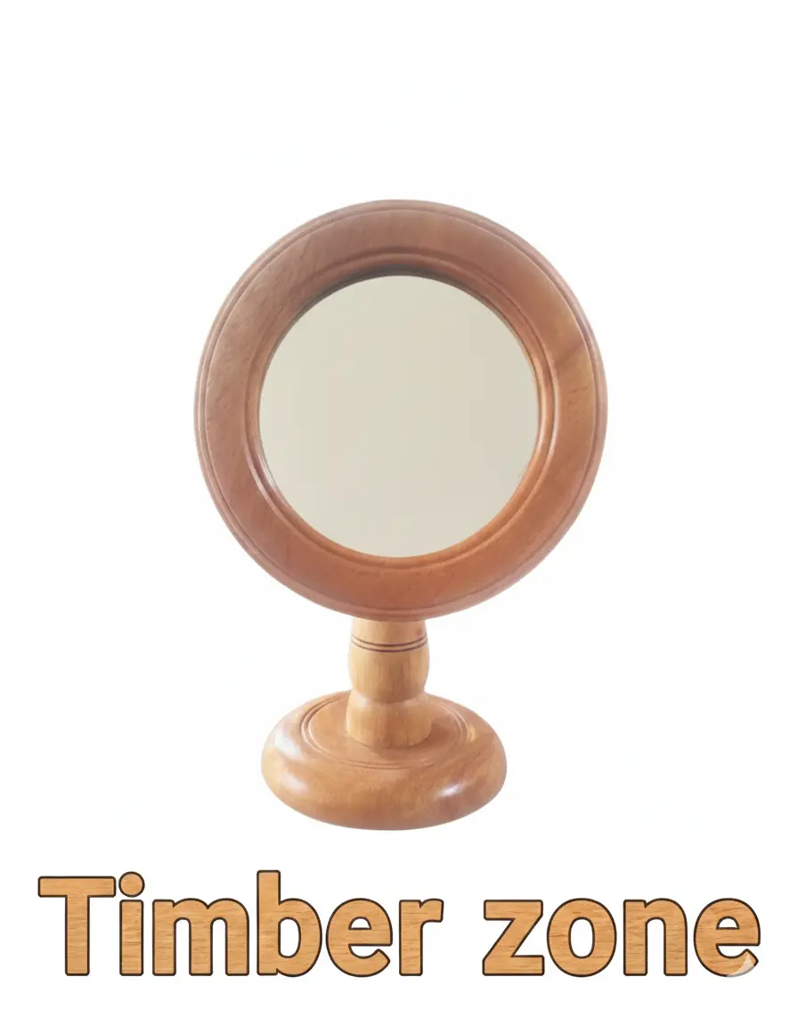 Picture of wooden mirror  , wooden makeup mirror ( 6 inch mirror ) - Multicolor