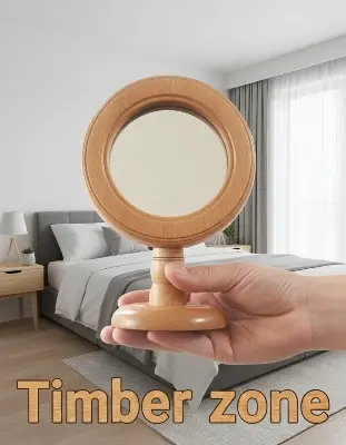 Picture of wooden mirror  , wooden makeup mirror ( 6 inch mirror ) - Multicolor