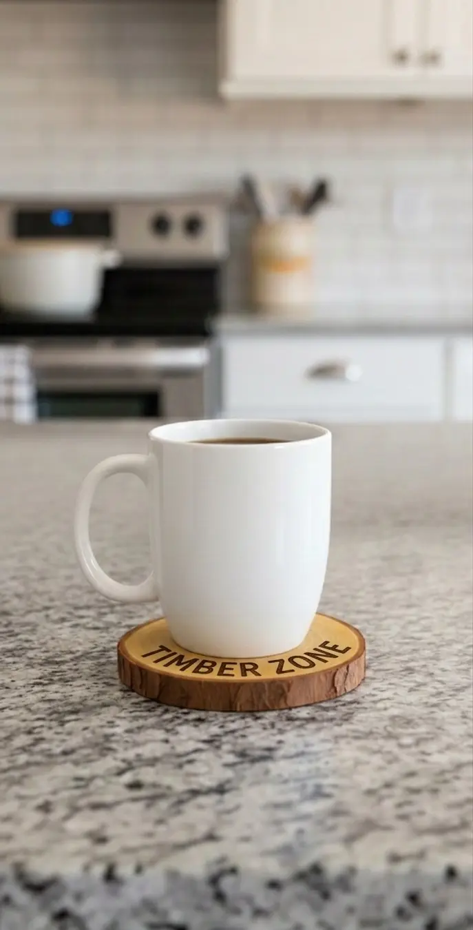 Picture of mahogany wooden slice with bark ( 6 inch ) - Multicolor