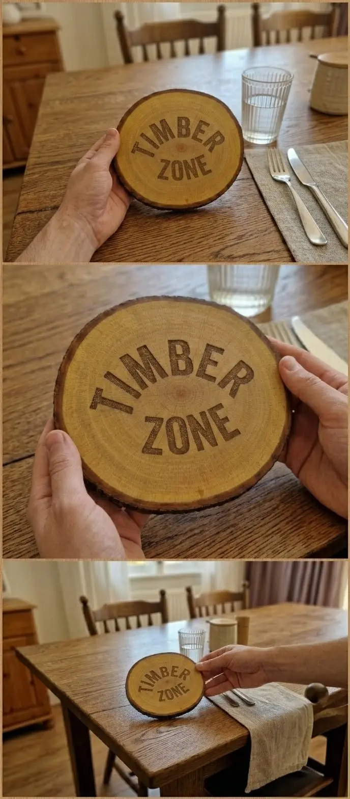 Picture of mahogany wooden slice with bark ( 6 inch ) - Multicolor