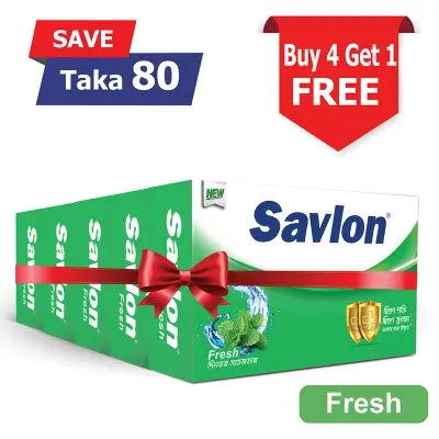 Picture of Savlon Soap Fresh 125 gm New (Buy 4 get 1)