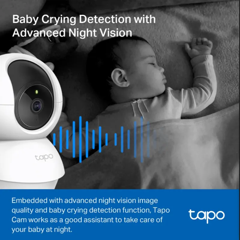 Picture of Tapo C200c Indoor Pan/Tilt Home Security Wi-Fi Camera, FHD, Surveillance Camera, Night Vision, 360° Viewing Angle, Two Way Audio, Motion Detection and Notifications, Integrated Acoustic and Clear Alarm