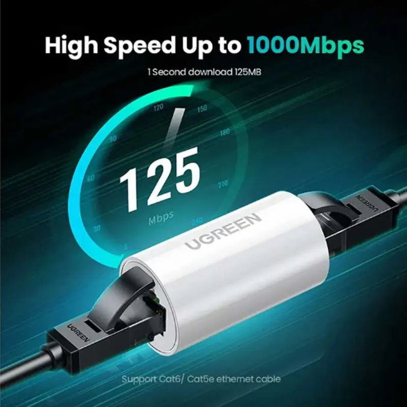 Picture of Ugreen NW116 (20391) Anti Thunder White RJ45 (Female to Female) Ethernet Connector #20391