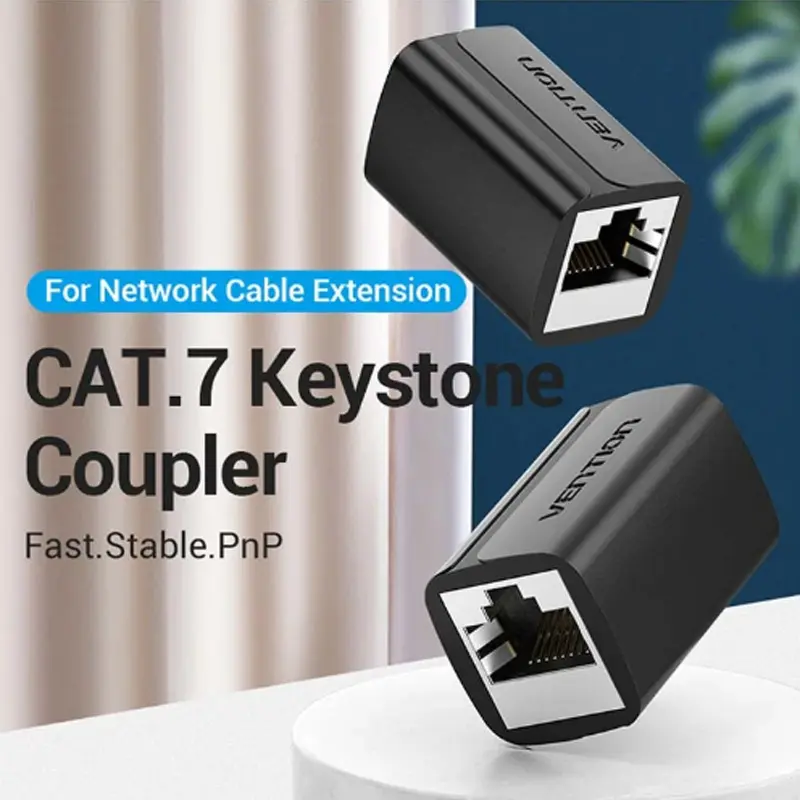 Picture of Vention IPWB0 Cat 7 FTP Black Keystone Jack Coupler #IPWB0