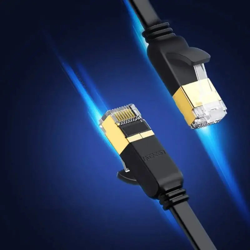 Picture of Ugreen NW106 (11262) Cat-7 U/FTP 3 Meter Black Network Cable # 11262, Flat Patch Cord