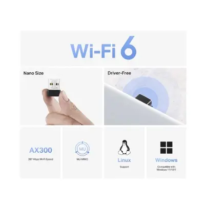 Picture of Mercusys MA14N AX300 Mbps Single Band Wi-Fi 6 Nano USB Adapter
