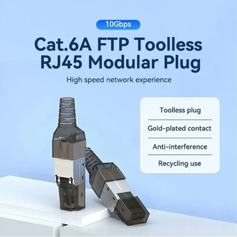 Picture of Vention IDIH0 Cat 6A FTP Gray Toolless RJ45 Modular Plug #IDIH0