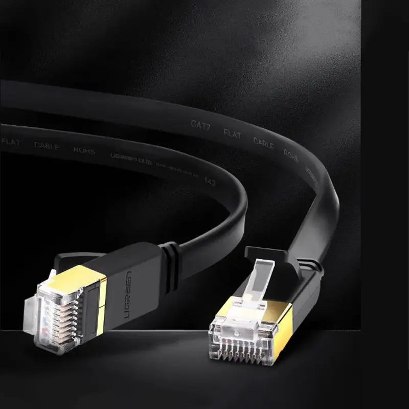 Picture of UGREEN NW106 (11264) Cat-7 U/FTP 8 Meter Black Network Cable # 11264, Flat Patch Cord
