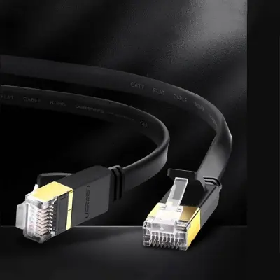 Picture of UGREEN NW106 (11264) Cat-7 U/FTP 8 Meter Black Network Cable # 11264, Flat Patch Cord
