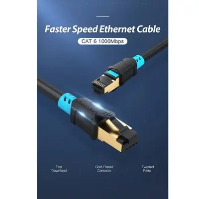 Picture of Vention VAP-A06-B500 Cat-6, 5 Meter, Black Network Cable # VAP-A06-B500, SFTP Patch Cord