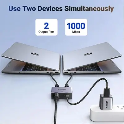 Picture of UGREEN NW301 (45311) RJ45 Female To Female Gigabit Ethernet Splitter (1 In 2 Out) #45311