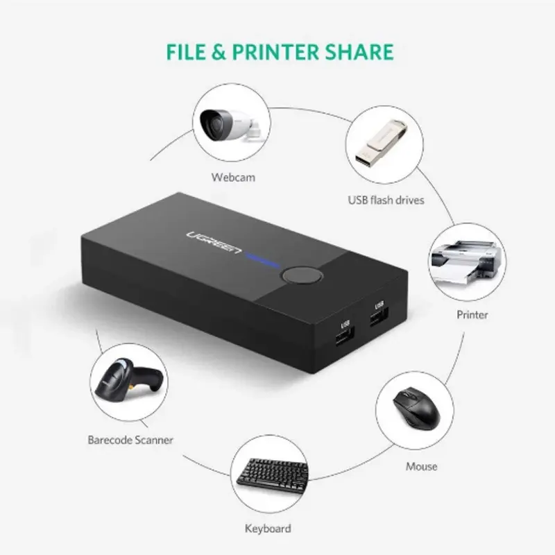 Picture of UGREEN (CM595) 30357 KVM Black Switch with 2 Ports USB (30357)