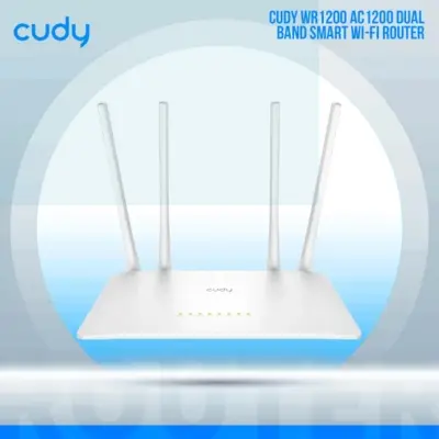 Picture of Cudy WR1200 AC1200 Dual Band Smart Wi-Fi Router - 5dBi High Gain Antennas - 867Mbps at 5GHz and 300Mbps at 2.4GHz - White