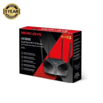 Picture of Mercusys MR80X V2.2 AX3000 Dual-Band Wi-Fi 6 Gigabit Router WiFi Speed up to 2402Mbps/5GHz + 574Mbps/2.4GHz, Gigabit 3 LAN Ports, 1 WAN Port Ideal for Gaming