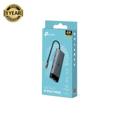 Picture of TP-Link UH6120C USB-C 6-in-1 Multi-Port Hub (4K@60Hz HDMI, Gigabit Ethernet, 100W PD Charging, USB-C Data, 2× USB 3.0 Ports)