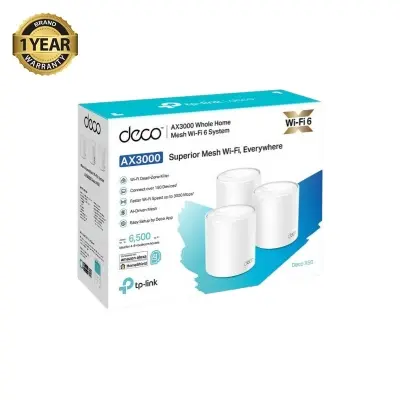 Picture of TP-Link Deco X50 3 Pack AX3000 Whole Home Mesh WiFi 6 System Covers up to 6,500 Sq.Ft Supports up to 150 devices with Gigabit ports