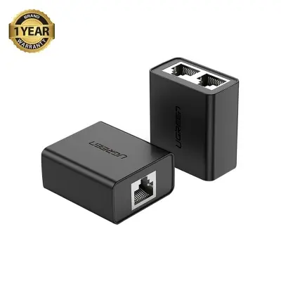 Picture of Ugreen CM210 (50923) RJ45 Female To Female Black Ethernet Splitter # 1 In 2 Out, 50923 (2 Pack)