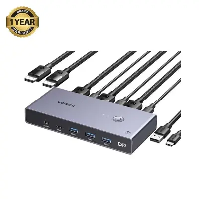 Picture of UGREEN CM695 (25962) DisplayPort KVM Gray Switch with 4 USB Port