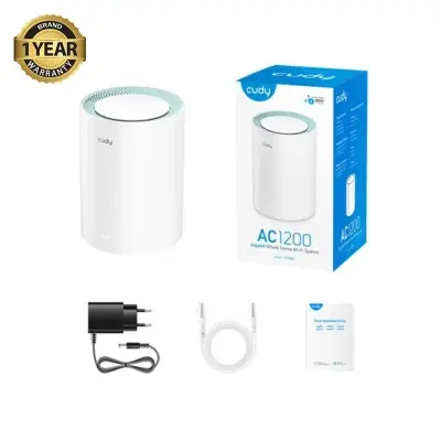 Picture of Cudy M1300 (1-Pack) AC1200 Dual Band Whole Home Wi-Fi Mesh System - 867Mbps on 5GHz and 300Mbps on 2.4GHz - 2 Gigabit Ethernet Ports - White