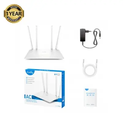 Picture of Cudy WR1200 AC1200 Dual Band Smart Wi-Fi Router - 5dBi High Gain Antennas - 867Mbps at 5GHz and 300Mbps at 2.4GHz - White