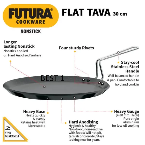Picture of Futura Nonstick Flat Tava 30 cm, 4.88 mm(Black)
