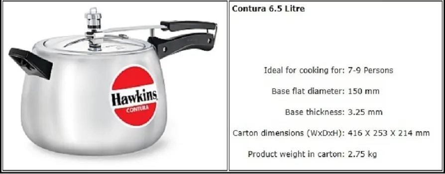 Picture of Hawkins Contura Silver Pressure Cooker 6 litre(Silver)