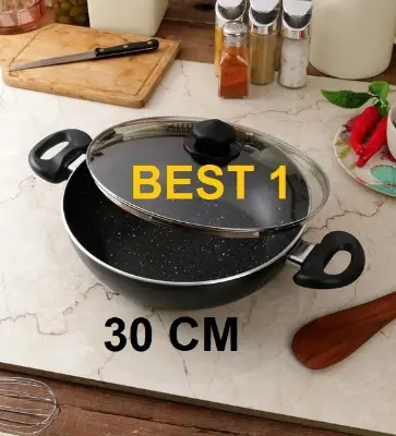 Picture of Prestiege INDUCTION Karai with Glass Cover 30 CM (MULTIPLE COLOR)(Black)