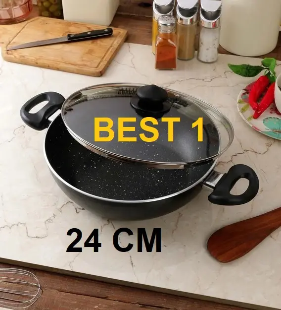 Picture of Prestiege INDUCTION Karai with Glass Cover 24 CM (MULTIPLE COLOR)(Black)