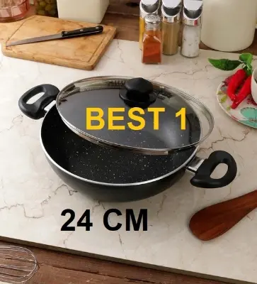 Picture of Prestiege INDUCTION Karai with Glass Cover 24 CM (MULTIPLE COLOR)(Black)