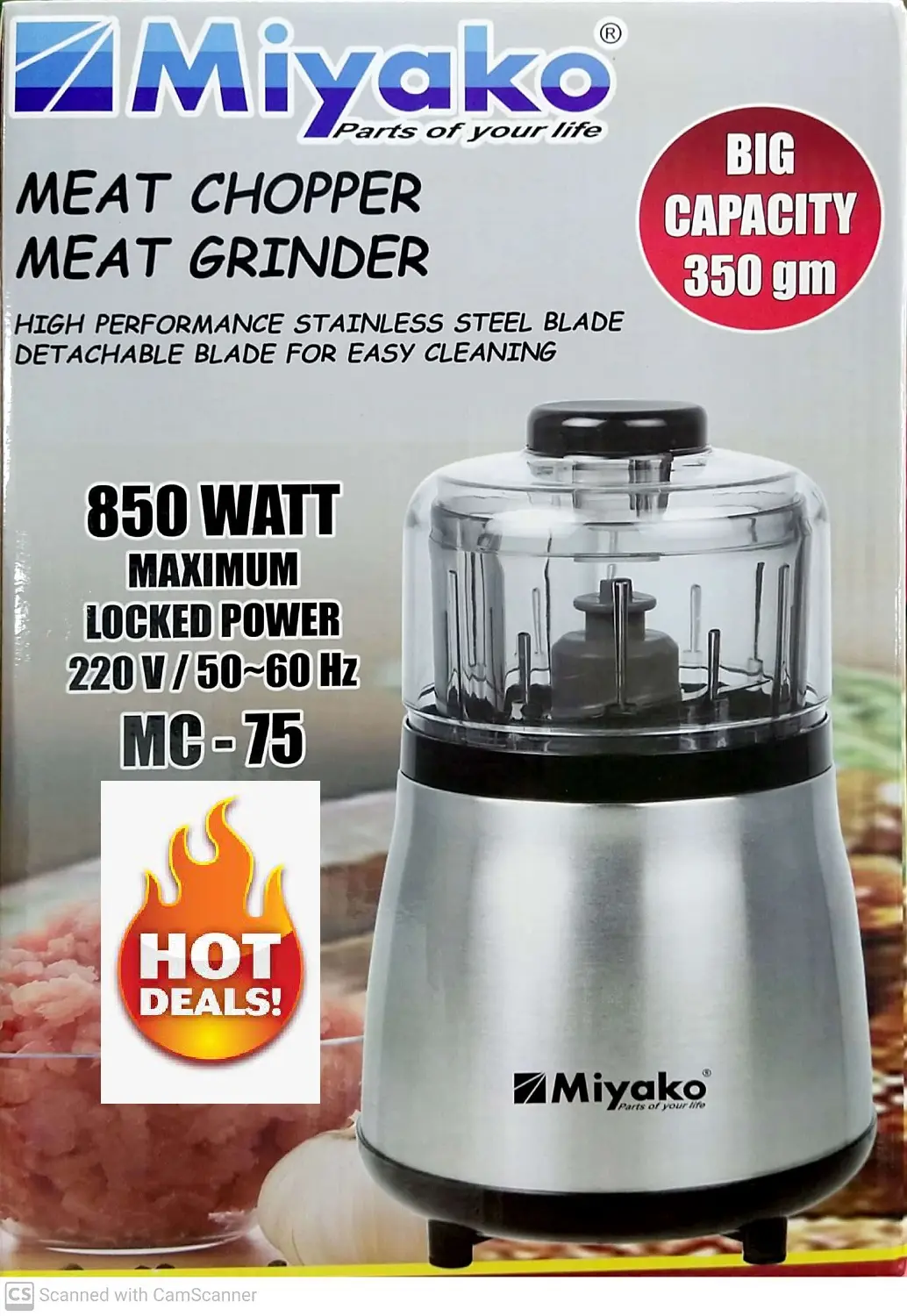 Picture of Miyako Meat Chopper/ Meat Grinder MC-75 850WATT(Multicolor)