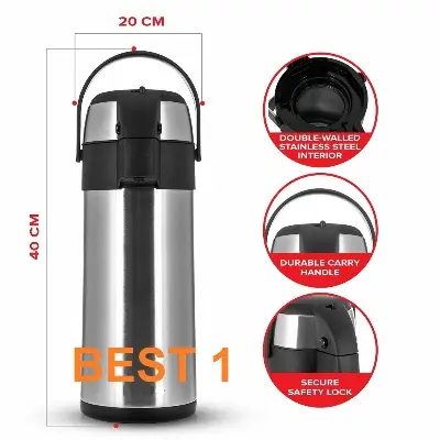 Picture of Full Stainless Steel Inside and Outside Flask 5 Liter For Tea And Coffee , For Home, Shop Or Office Use(Multicolor)