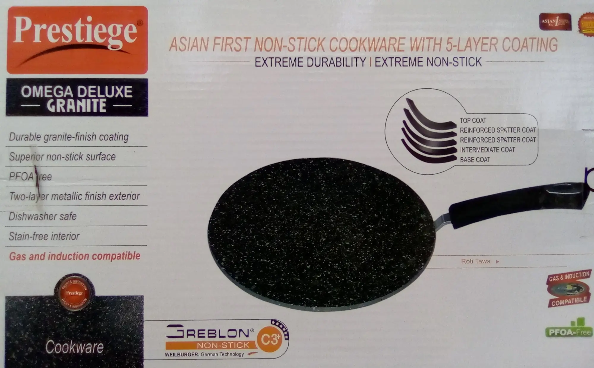 Picture of Prestiege Granite Coated Ruti Tawa 28CM (INDUCTION)(Grey)